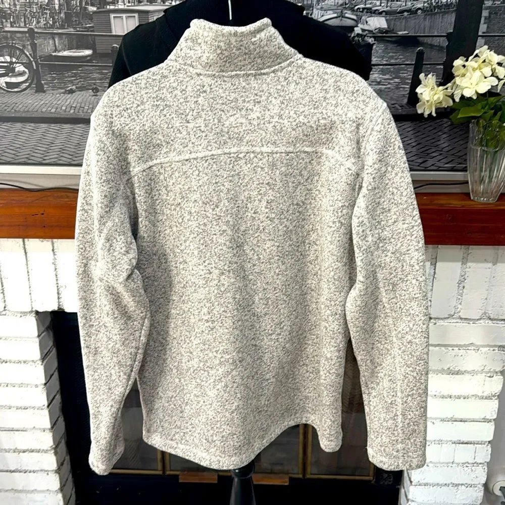 THE NORTH FACE Unisex 1/4 Zip Pullover Fleece Sweater Jacket Gray White Long